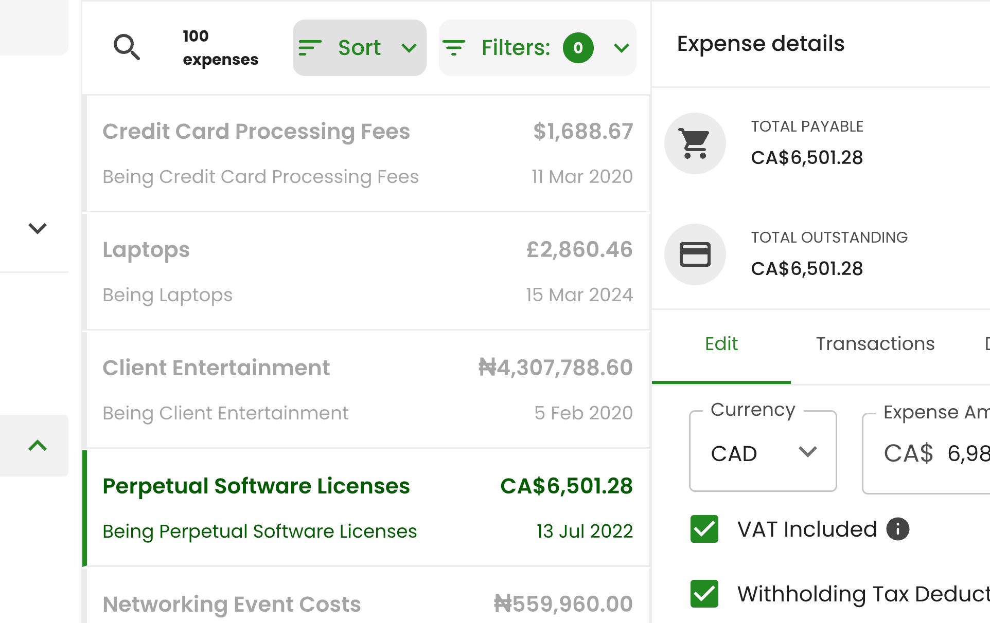 Expense multi-currency