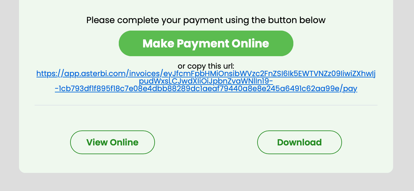 Invoice payment link button